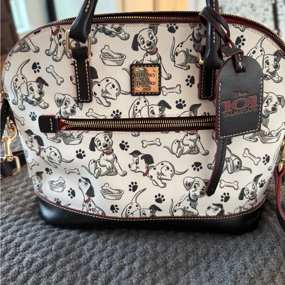 Dooney & Bourke 101 Dalmatians Satchel - Black, White, Red - Picture 1 of 2
